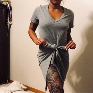 Front tie comfy grey dress